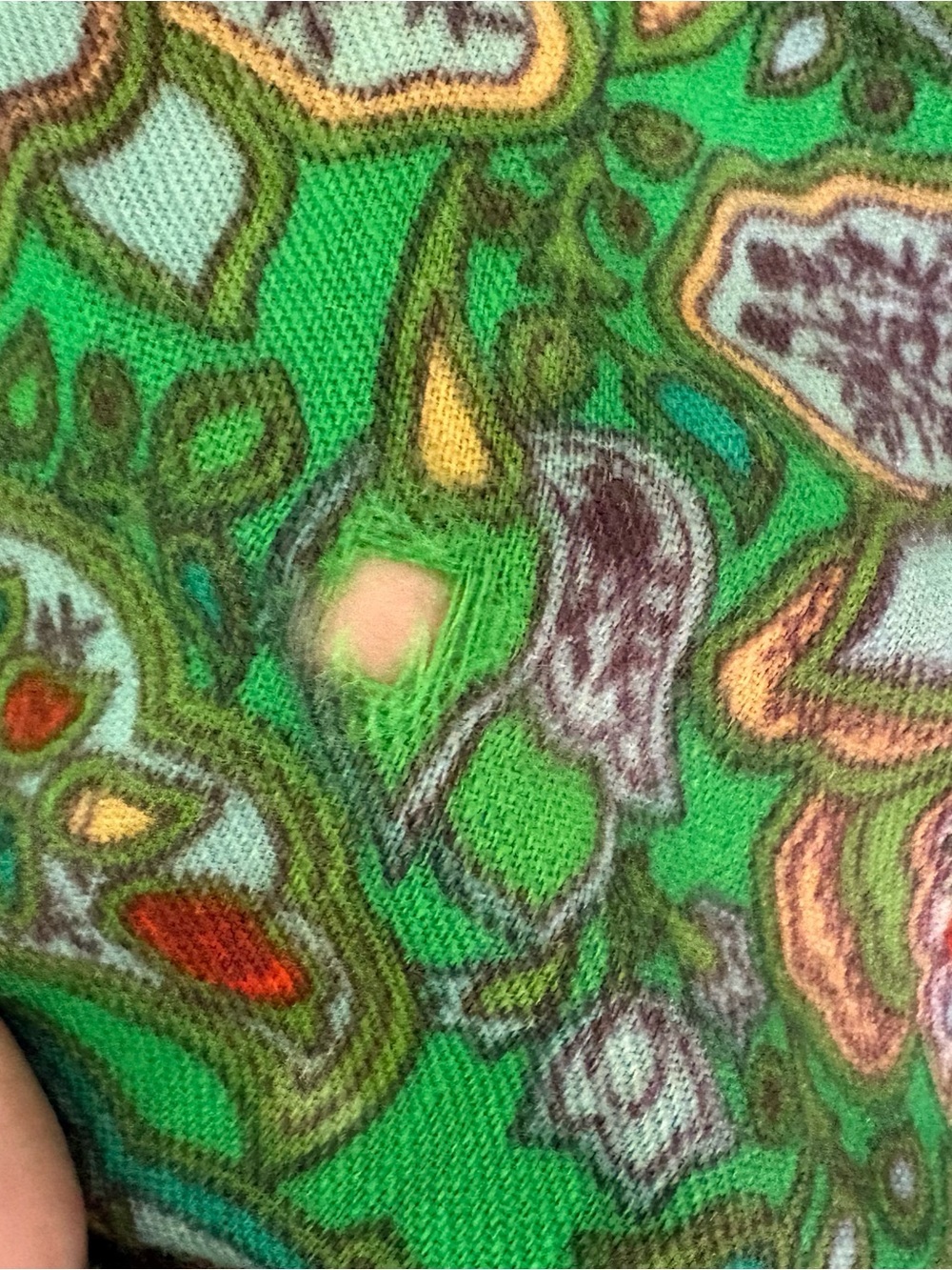 Green Colorful Paisley Print Scarf - Picture 3 of 4
